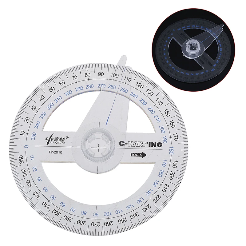 

1PCS Round Ruler Patchwork Ruler 360 Degree Pointer Protractor Ruler Angle Finder Swing Arm For School Office Supplies Plastic