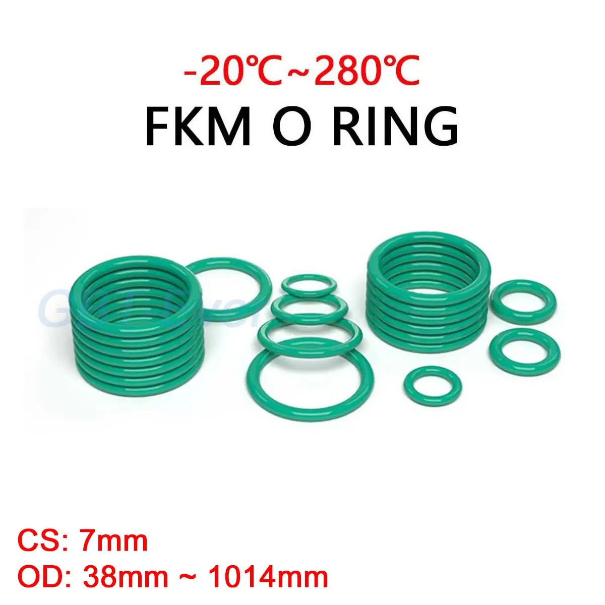 

FKM Green Fluorine Rubber O Ring CS 7mm OD 38mm ~ 1014mm O-Rings Sealing Gasket Washer Oil Resistant Acid & Alkali Resistant
