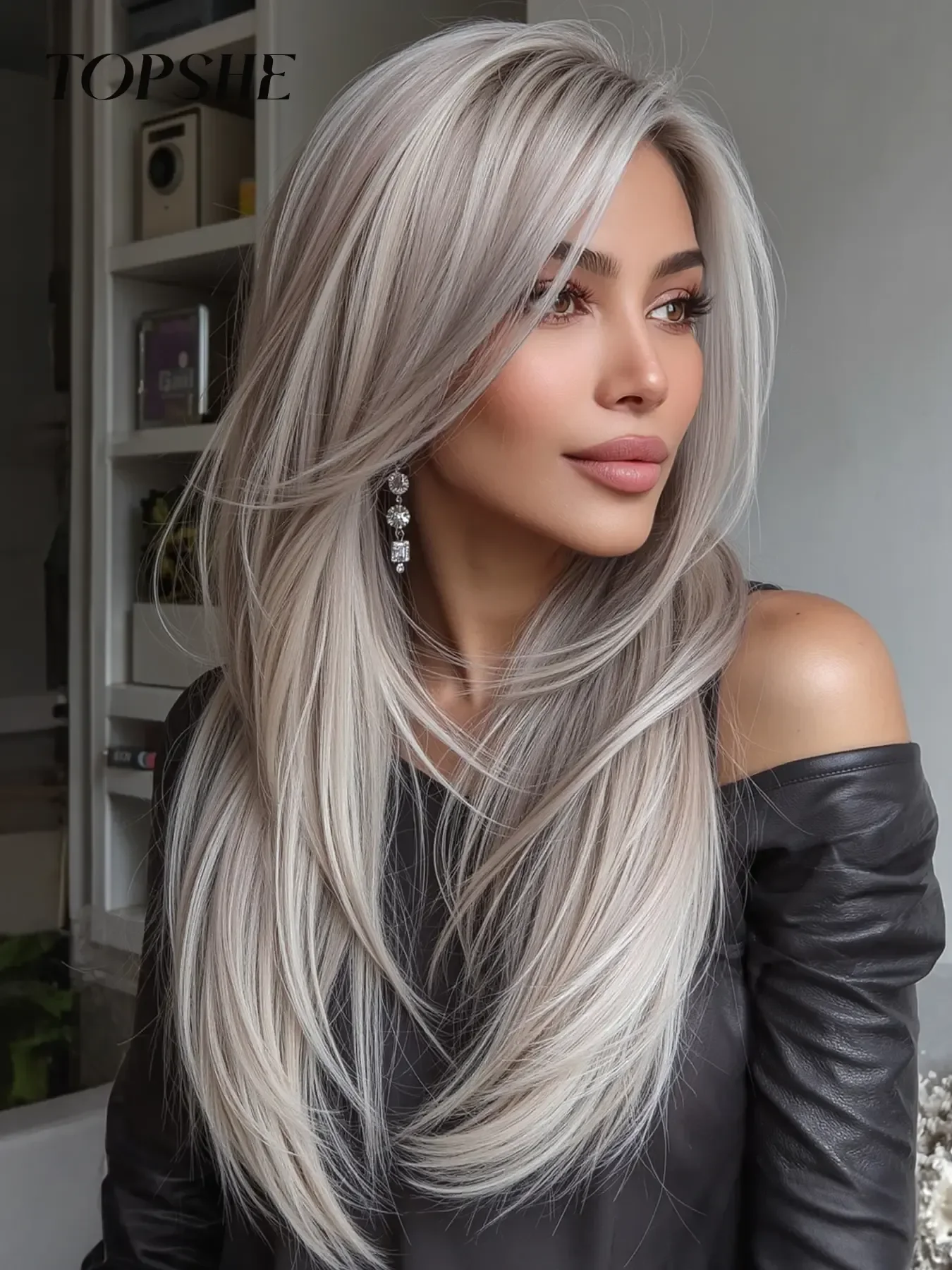 

Topshe 13x6 HD Lace Front Wig, Frontal Wigs, Glueless Frontal Wig, Shoulder-Length Straight Hair, Comfortable & Breathable