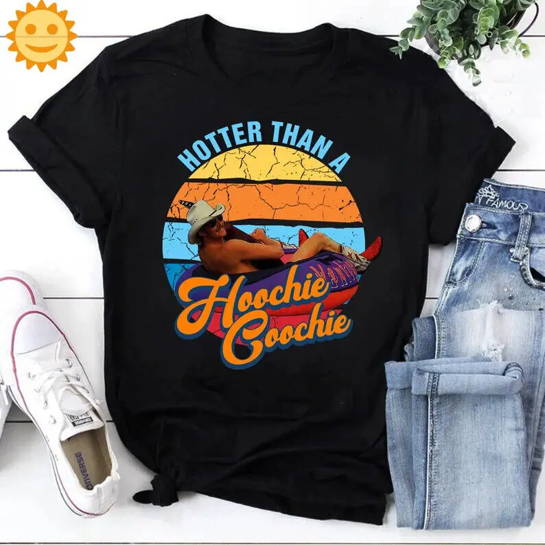 Hotter Than A Hoochie Choochie Bleach Vintage T-Shirt, Country Music Shirt  High Quality 100%Cotton Short Sleeve