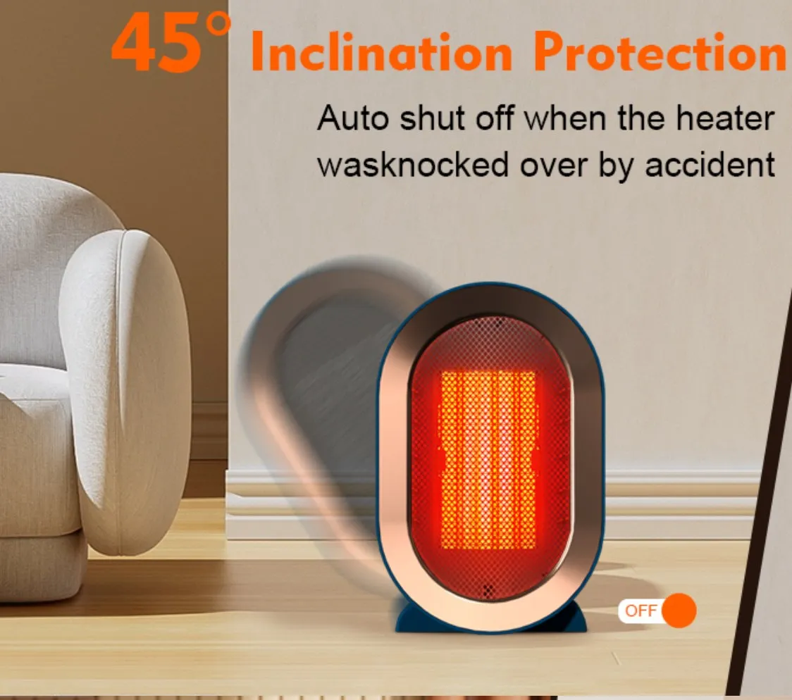 1200W PTC Ceramic Heater with 2 Modes,Portable Space Heater, Tip-Over & Overheat Protection, Quiet Fast Safety Heating