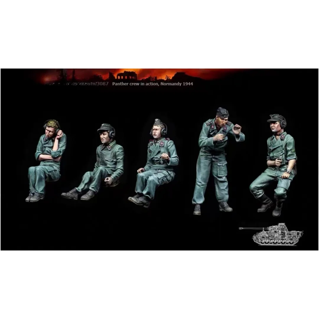 Kit de modelo de figura de resina 1/35 sin pintar, tema militar (5 personas sin tanque), sin montar y sin pintar, GK
