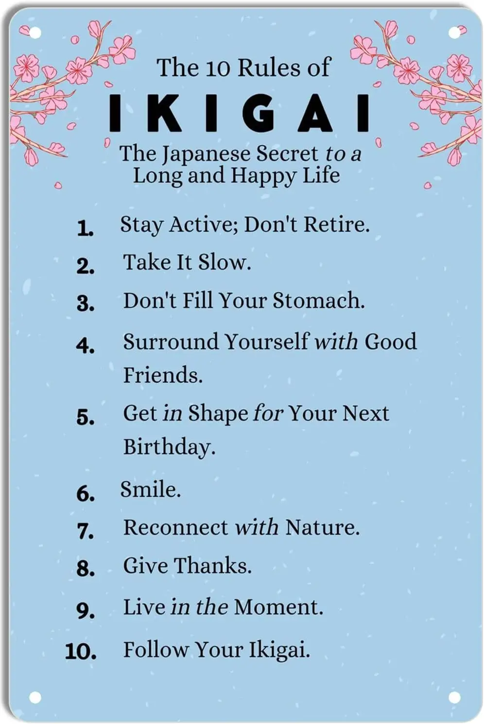 QIRIUS معدن القصدير تسجيل 10 قواعد IKIGAI ملصق جدار ديكور متعة للمنزل المطبخ بار حانة رجل مقهى غرفة المرآب خمر ريترو P #1