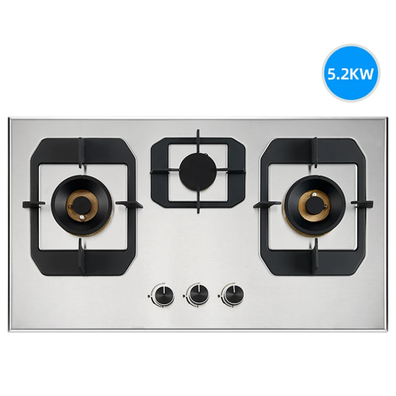 

Three-Eye Gas Stove Stainless Steel Three-Head Embedded Natural Gas Double Burner Household