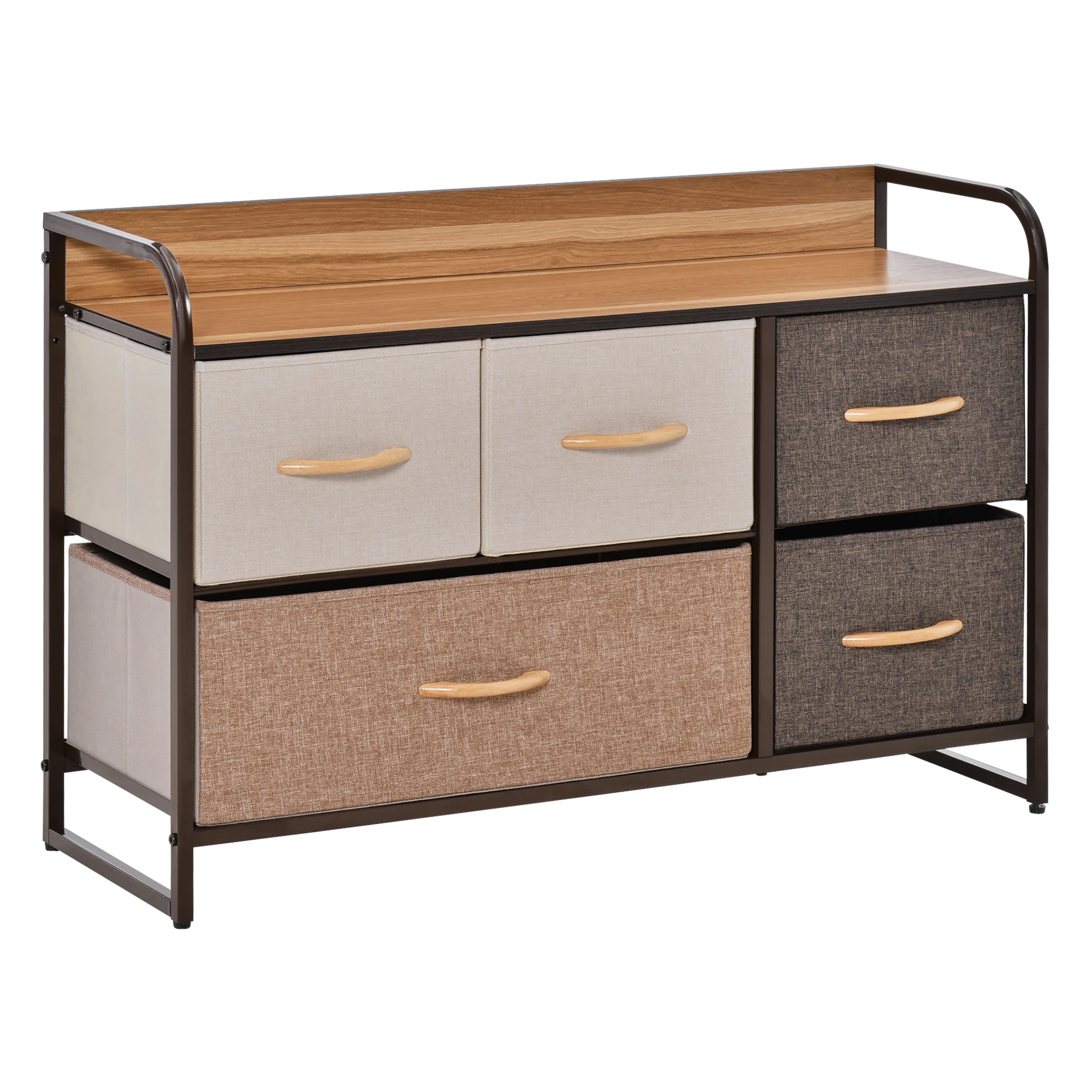 HOMCOM 87,5x29x58cm foldable removable 5 drawers fabric dresser