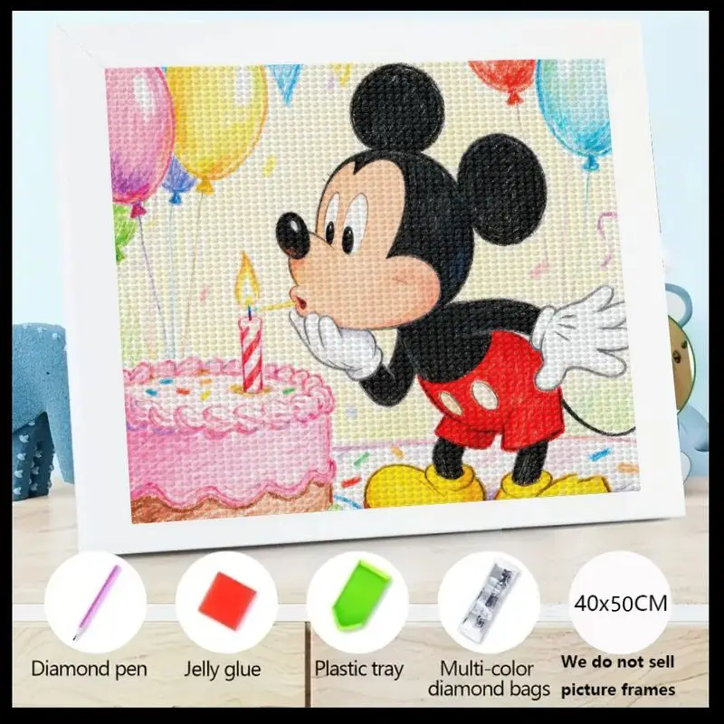 

1 шт. 5D DIY полный дрель набор для алмазной живописи, Микки Маус, вечеринка по случаю дня рождения, выдувная свеча, сцена, искусство, милый мультфильм D