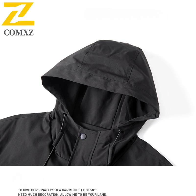Outdoor Cargo Windbreaker Jacket Men's Autumn 2025 New Fashion Waterproof Multi-Pocket Work Hooded Coat Couple Fishing Jackets