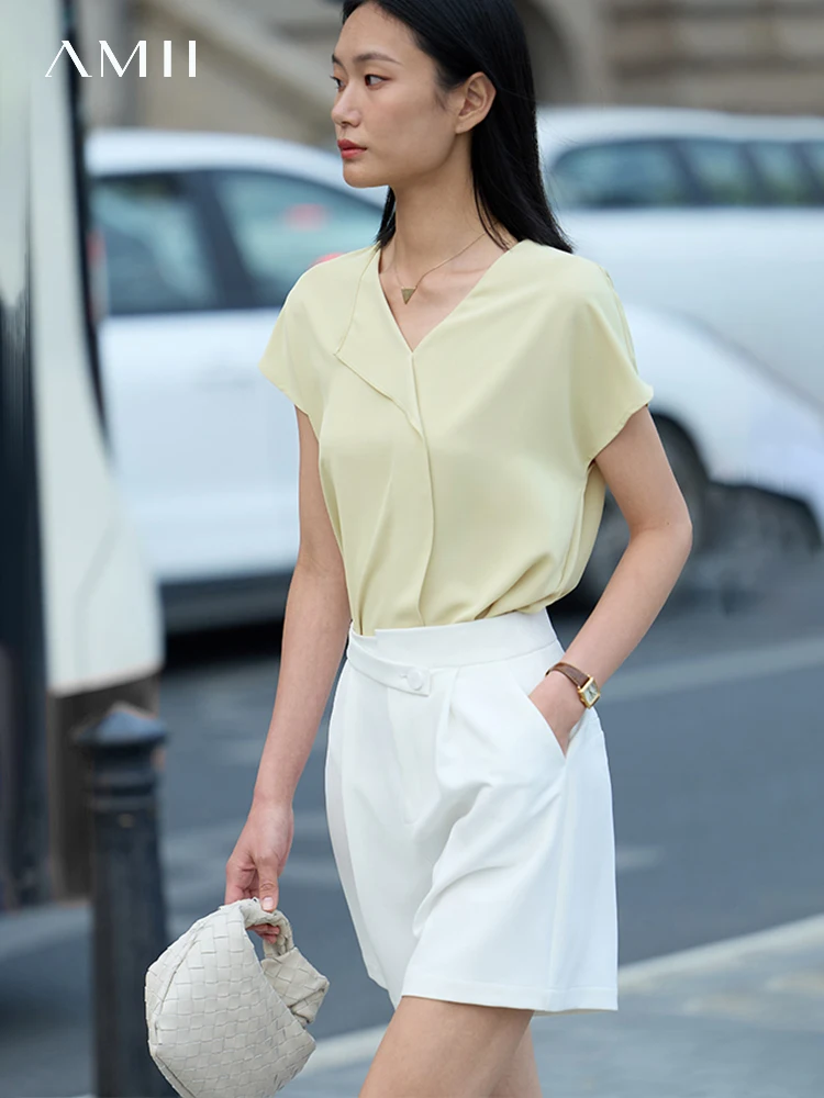 AMII Minimalism Chiffon Shirts & Blouses New Elegant Youth Woman Blouses Loose Fashion Casual Chic Tops Female Clothing 12240504