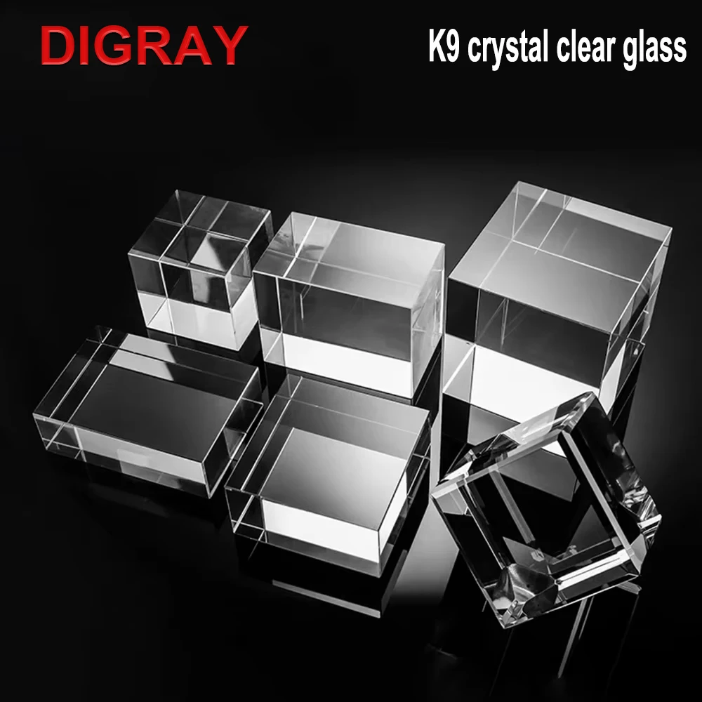 DIGRAY K9 Artificial Crystal Glass, Rectangular Column Crystal Cube Can Be Engraved With Patterns And Words Inside