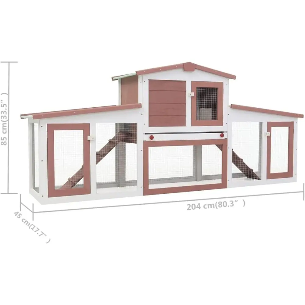 Extra Large 80 Wooden Rabbit Hutch with Removable Tray, Suitable for Outdoor and Indoor Use, Non-Slip Floor, Ideal for Small Ani