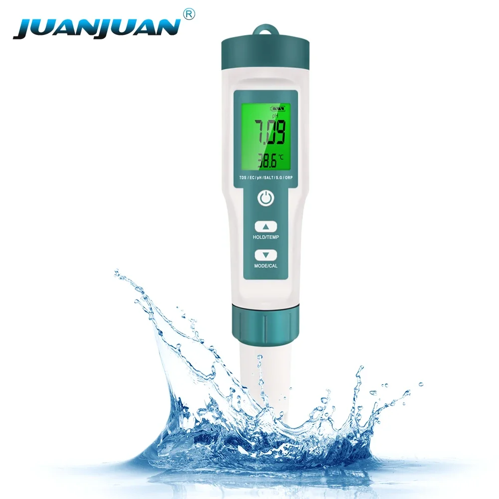 

Multi-Functional Water Quality Tester Digital 7 in 1 TDS EC Salinity S.G ORP Temperature PH Meter for Aquarium