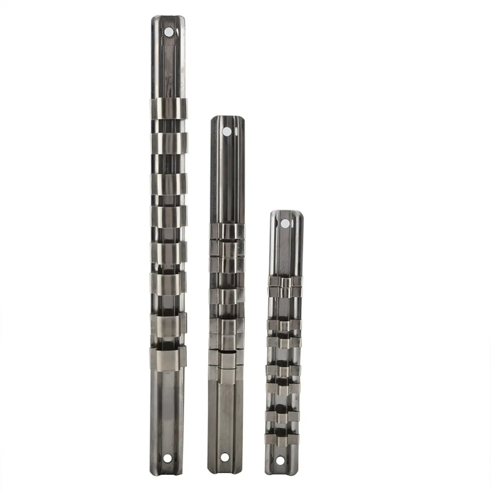 Sturdy Stainless Steel Socket Rack Holder Silver 3/8