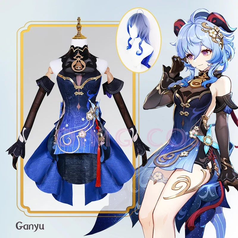 MN1 Twilight Blossom Ganyu Косплей Костюм Genshin Impact Униформа для взрослых Парик Аниме Костюмы на Хэллоуин Женщины Игровой Персонаж Ou8/yG