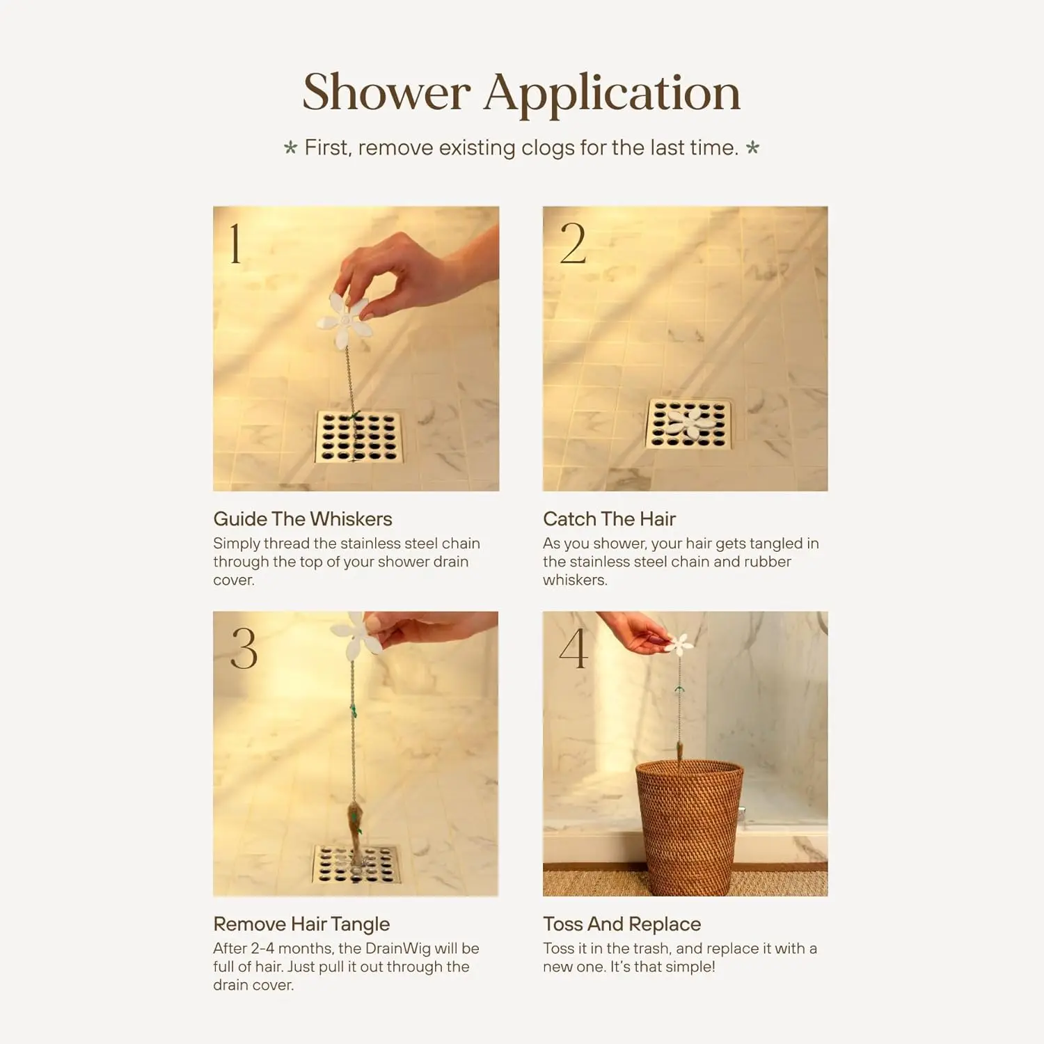 Shower Drain Hair Catcher – Disposable Bathroom Hair Trap, Easy to Install in Shower Drain Cover, Helps Prevent Clogs – As Seen view 4