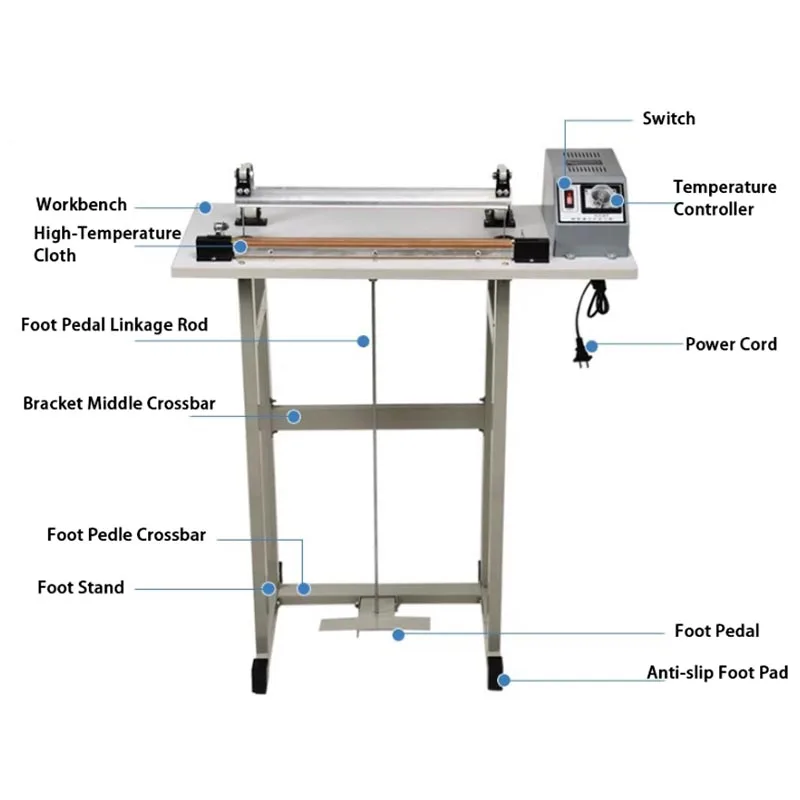 Fast PVC Shrink Film Plastic Bag Sealing and Cutting Machine 28/38CM Foot Operated Packaging and Sealing Machin Heat Bag Sealer