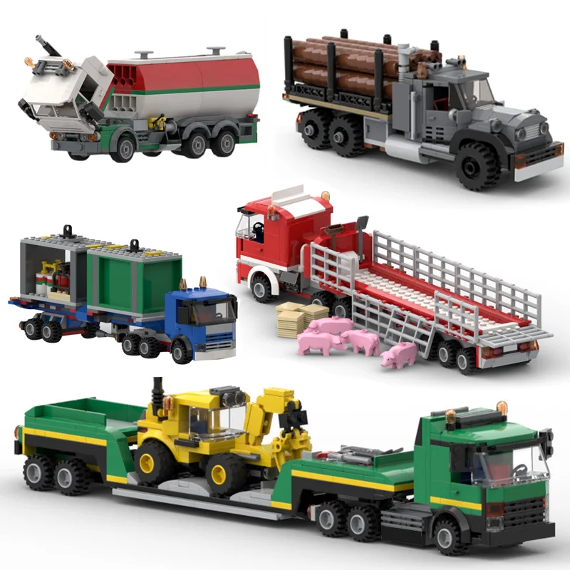 

Engineering Series Trucks Pickup Heavy Cargo Trailers Model Building Blocks Maintenance/Transporter/Tanker Car Toys MOC Bricks