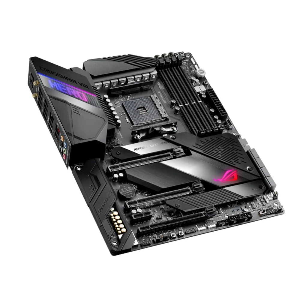 Imagem -04 - Asus-rog Crosshair Vii Placa-mãe Hero Wi-fi X570 Jogos Atx Suporte Mainboard Am4 5500 5600 5700x 5800x3d Cpu Ddr4 Nvme M.2