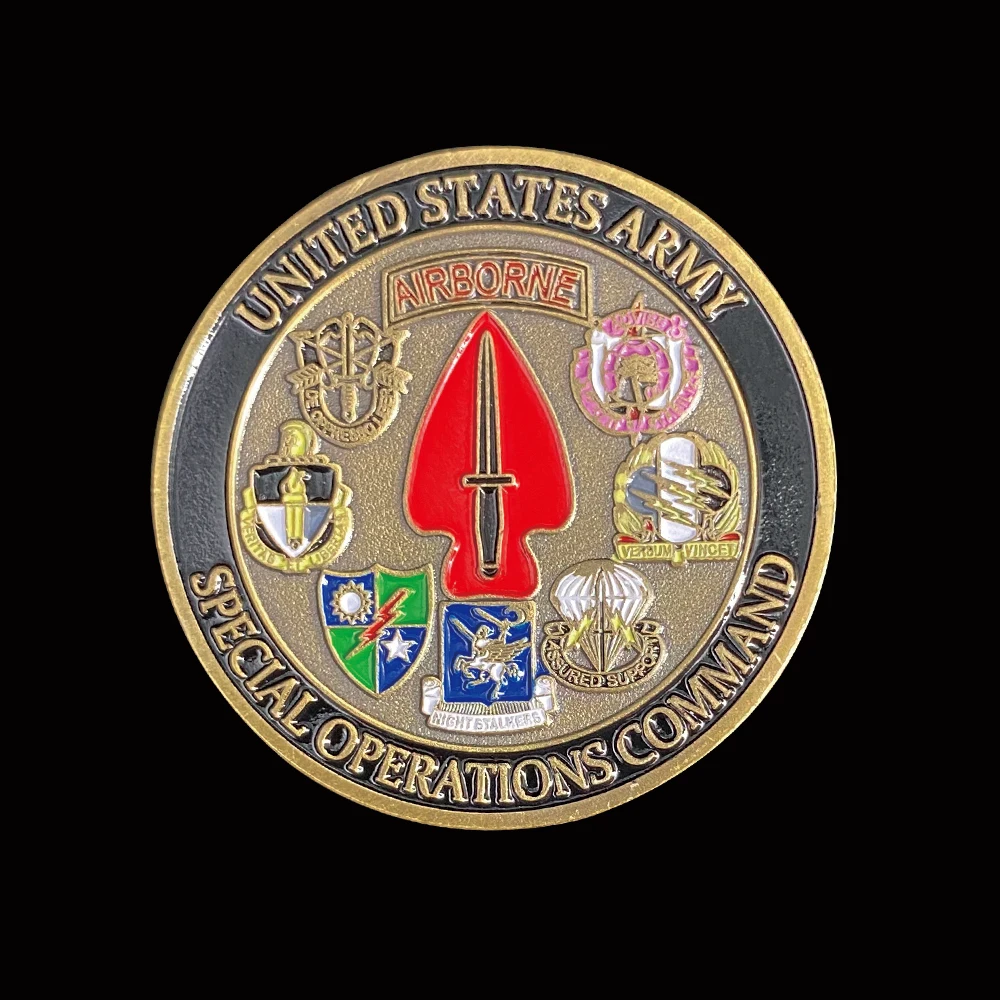 5PCS United States Airborne Army Special Operation Command Commemorative Coins Collectibles Gifts W/ Acrylic Case