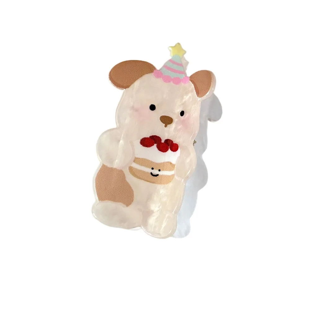 

Заколка-крабик для волос в виде милого мультяшного медведя, акриловая заколка-заколка для волос в виде животных (акула, собака, кролик, пингвин), держатель для хвоста