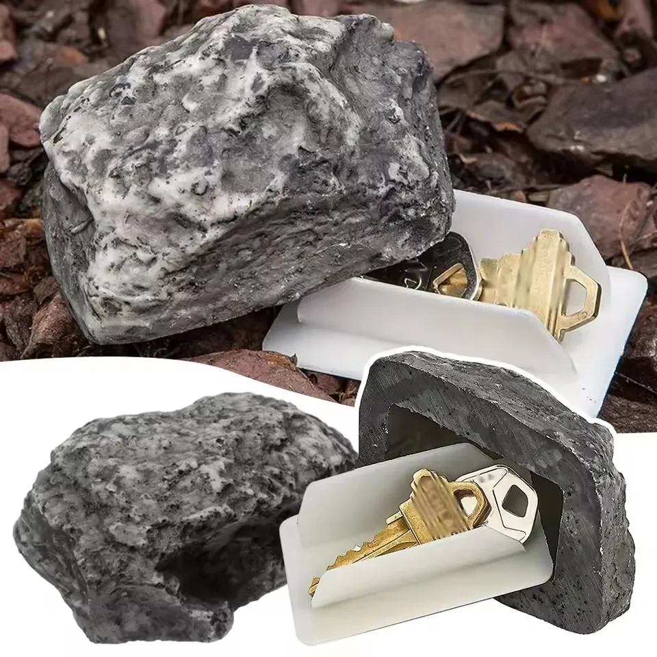 New Creative Simulation Hide Keys in Stone Safety Storage Box Outdoor Garden Hidden Fake Rock Shape for Home RV Spare Key Safe