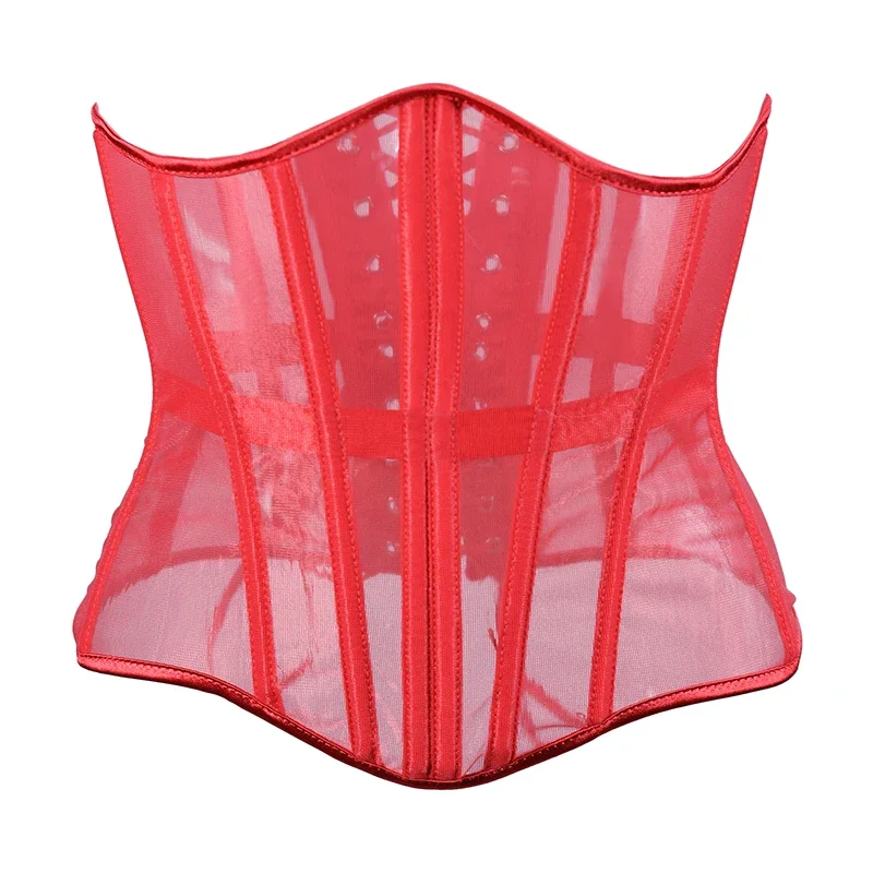 Women Waist Trainer Sexy Black Mesh corsetto Goth Vintage bustier cinture per il corpo sottili Streetwear See Through corsetti