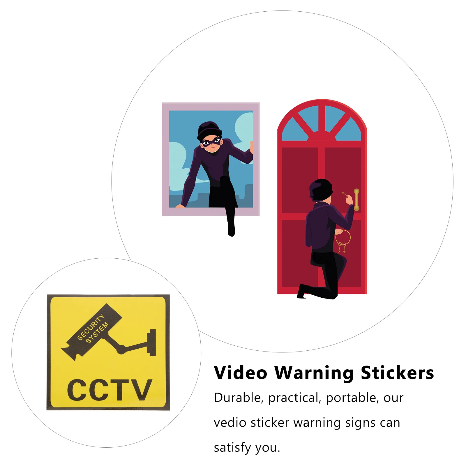 

10Pcs Video Warning Stickers Portable Self-Adhesive Warning Signs for Home Garden Office Surveillance Decal Adhesive Video Signs