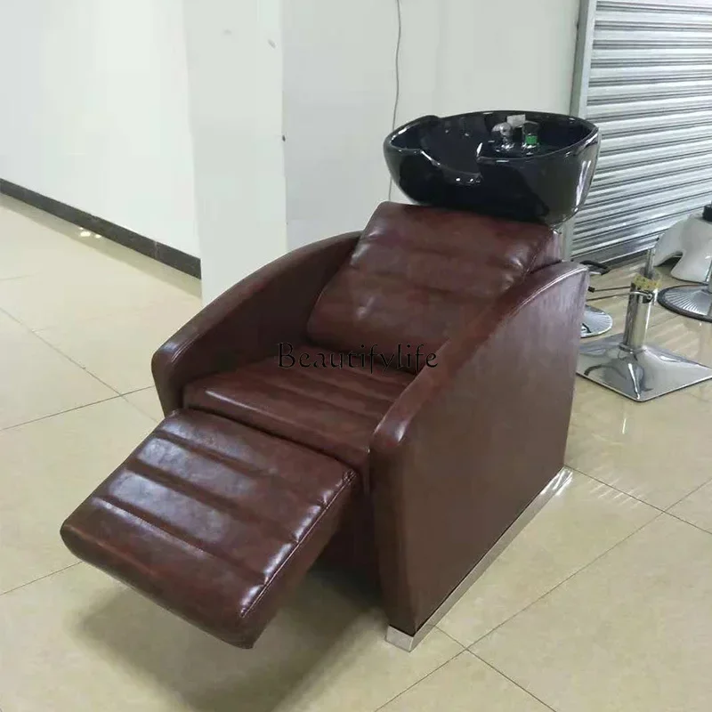 Japanese Style Semi-Lying Shampoo Chair Simple for Hair Salon Sitting Flushing Bed Hairdressing Massage Couch