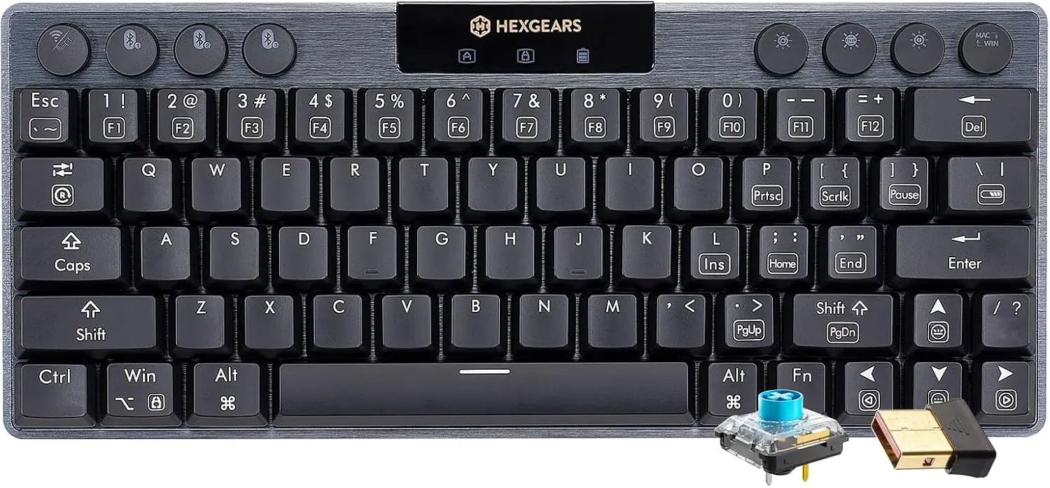 Low Profile Wireless Mechanical Keyboard - 60% Compact TKL, Bluetooth/USB C Hot Swappable RGB Backlit Gaming Keyboard for PC/MAC