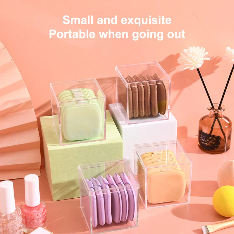 Transparent Powder Puff Beauty Egg Storage Box Safe Plastic Material Cosmetic Storage Box Waterproof Dustproof Box