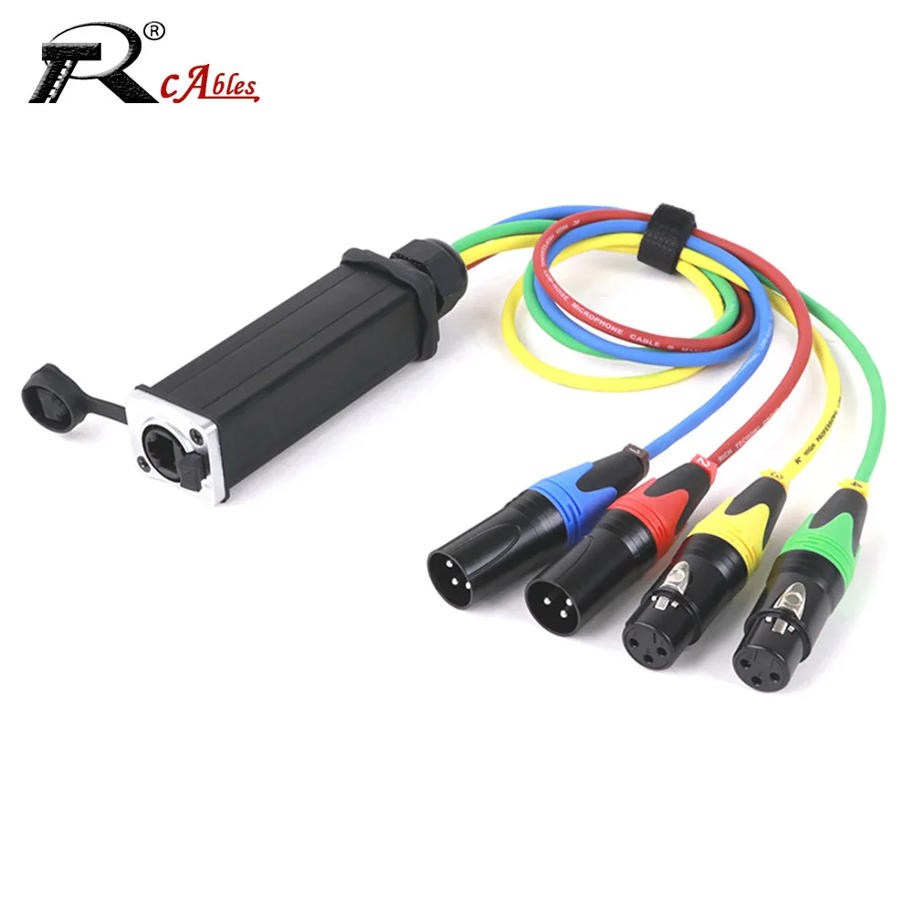 

3Pin XLR 2 Male+2 Female 4 Channel Multi Network Receiver to STP RJ45 Cat5 Female Socket Ethernet Extender Network for Amplifier