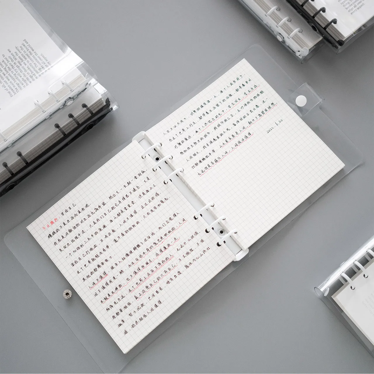 Transparent Ring Binder PVC Hand Ledger Portable Loose Leaf Folder Notebook Binder Notebooks and Journals Travelers Notebook