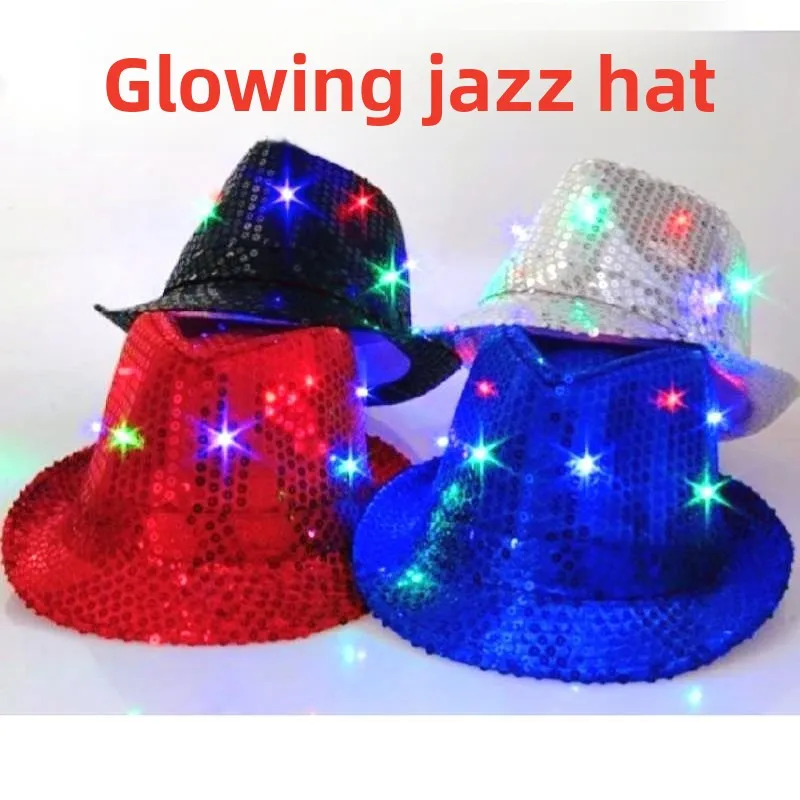 

Glowing Hats Men's and Women's Luminous Activities Hip Hop Night Stage Performance Cheering Props Adult Children's Top Hats