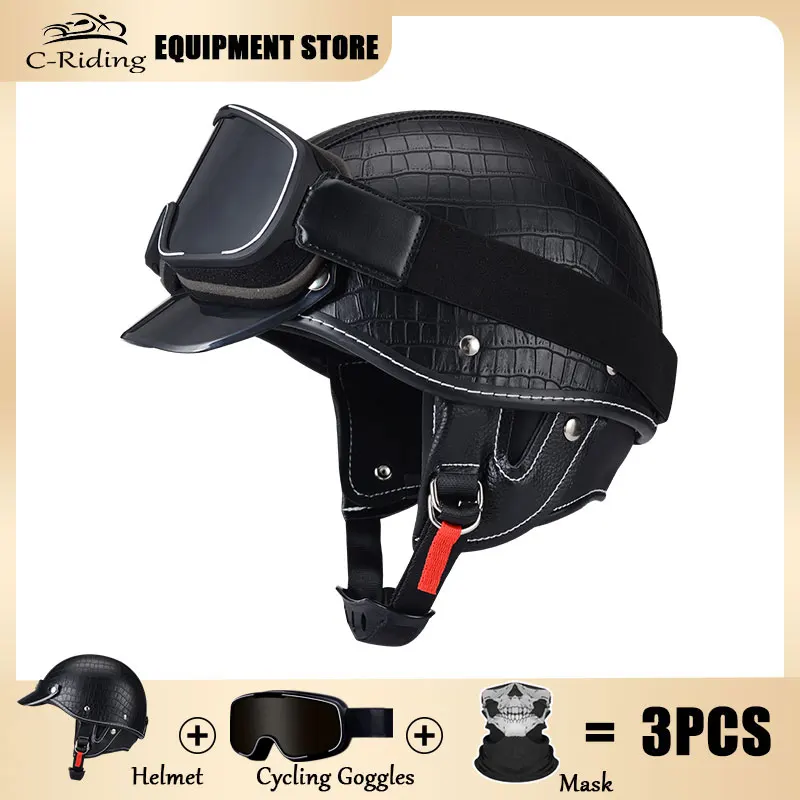 Retro Half Helmet Vintage Motorcycle Helmet Motorbike Rainbow Scooter Safety Helmet Classic Pedal Helmet Casco Moto