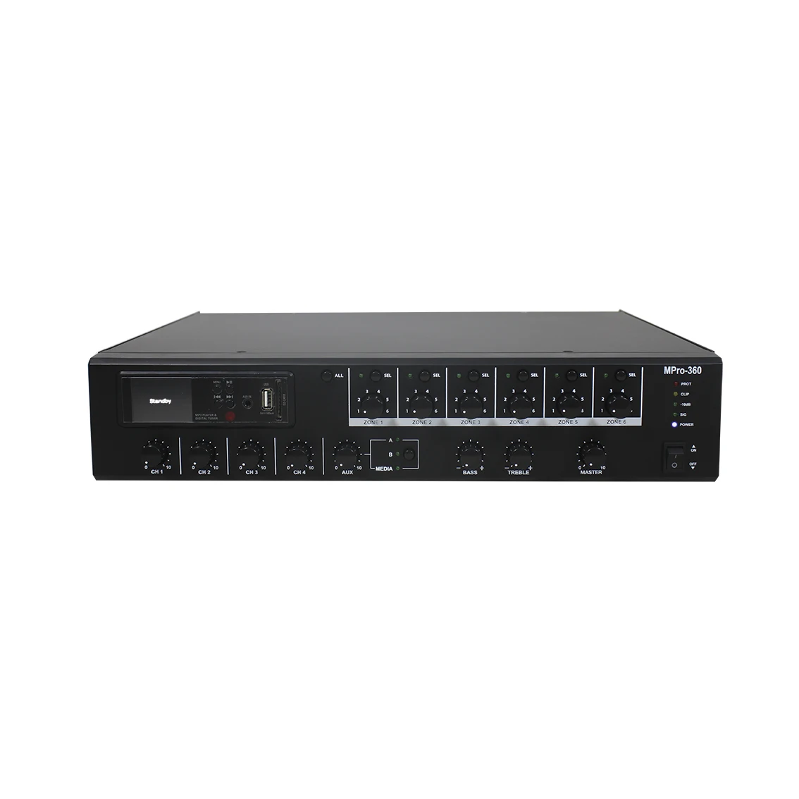 

High Power 480W 6 Zone Public Address Mixer Amplifier With Bluetooth FM Tuner