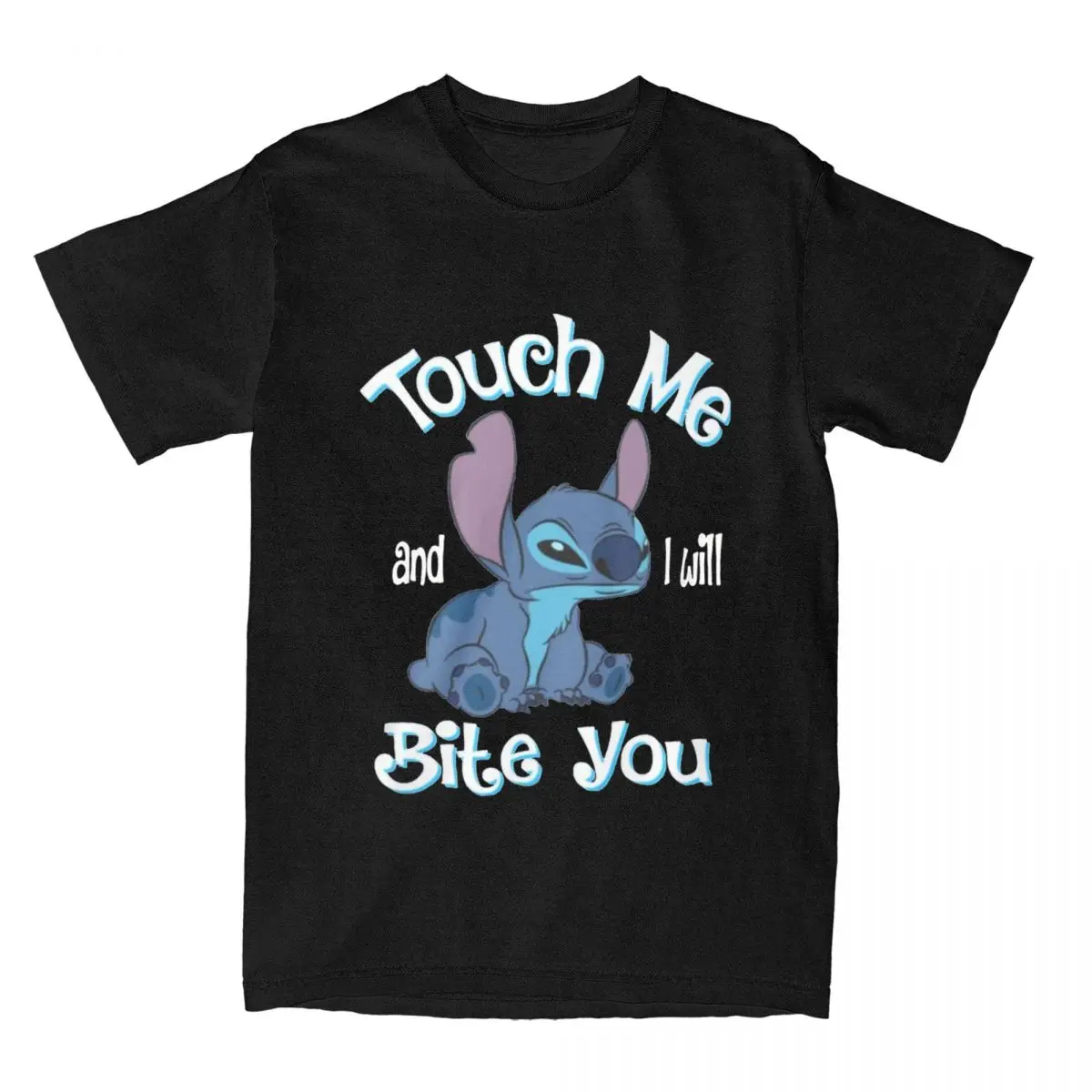 Funny lilo Stitch Touch Me And I Will Bite You T Shirt Men Women's Cotton tshirt Kawaii cartoon Stitch T Shirt summer Tops tee