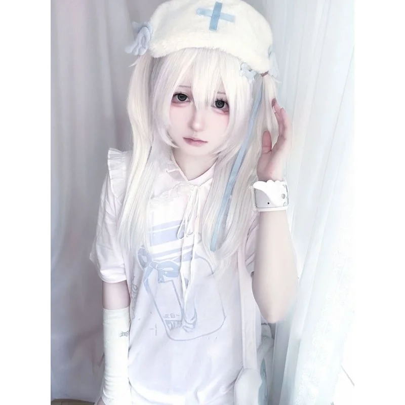 

Watercolor ort Sve Top Medical System Angel Bounies Japanese Sle Y2K Cute Home Faion Outfit round Ne Women's T-...