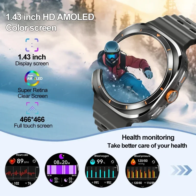 2024new galaxy watch 7 ultra relógio inteligente masculino 32gb de memória gps nfc 1.5 "tela amoled rastreador fitness saúde smartwatch para samsung