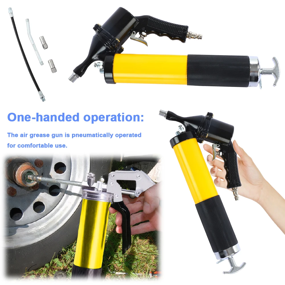 6000 PSI Air Operated Grease Gun 400CC Heavy Duty Air Compressor Grease Gun 2 Coupler Pneumatic Compressor Pump Maintenance Tool