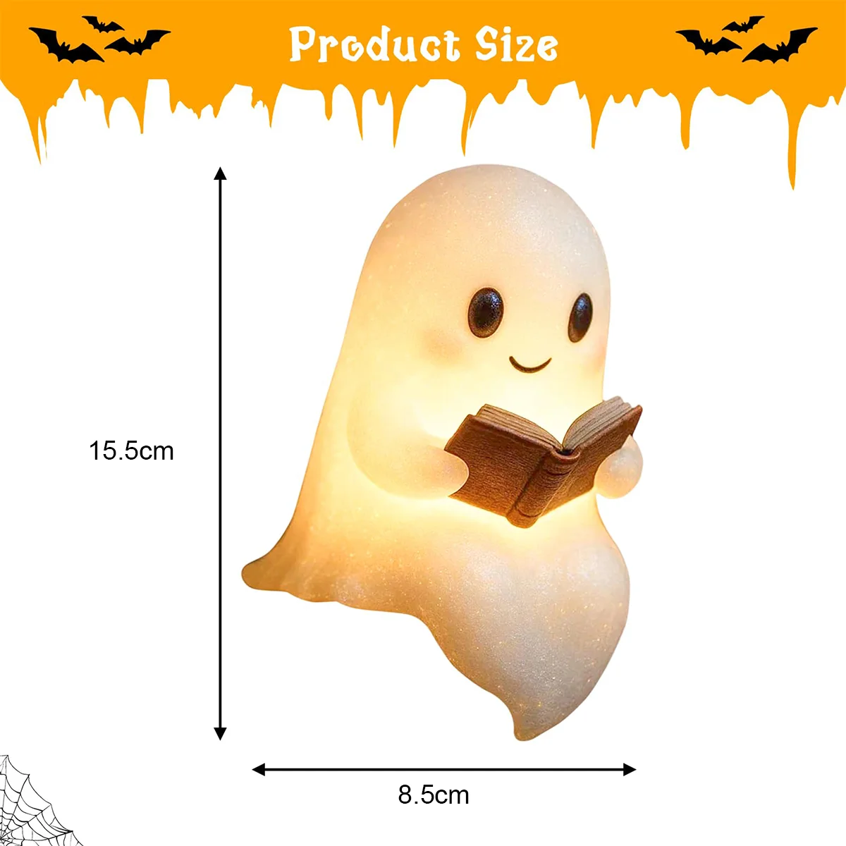 Ghost Night Light Halloween 3d Bedside Led Touch Cute Lamp Resin Room Decoration Lights Kids Desk Battery Operated Bedroom Lamps