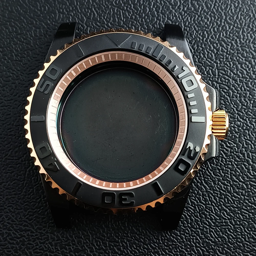 

High-Quality GMT Silvery Black Case Have Inner Ring 40.5mm Watch Men Case FIT NH/34/35/36 Movement/Dial Automtaic Watch Box