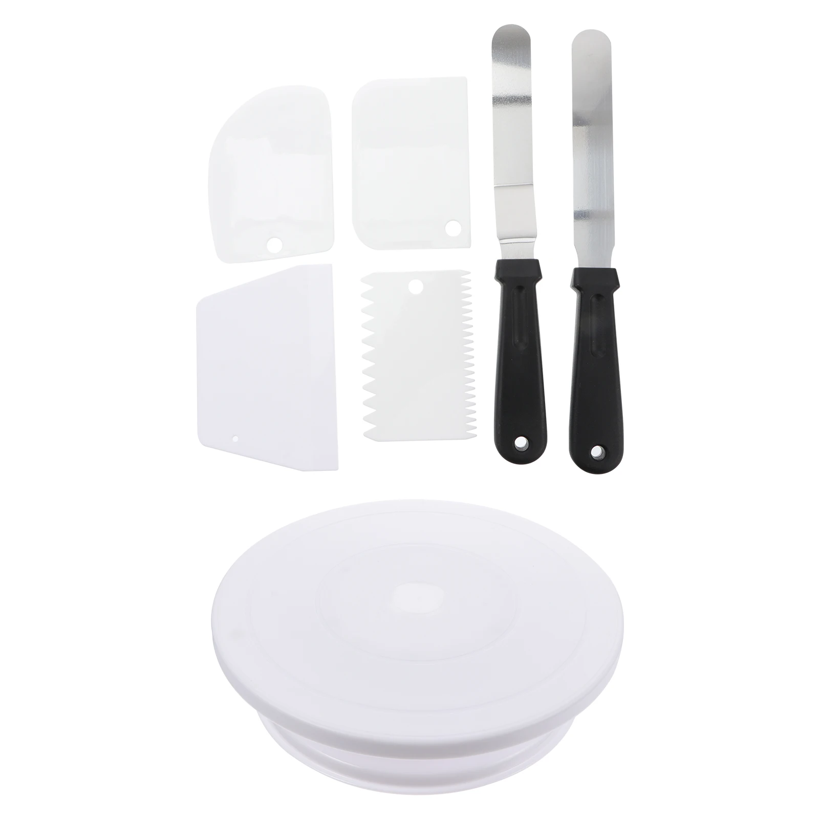 

Baking Set Cake Turntable Rotating Base Manual Stand Plastic Iron Easy Clean Reusable Gift Kitchen Barware
