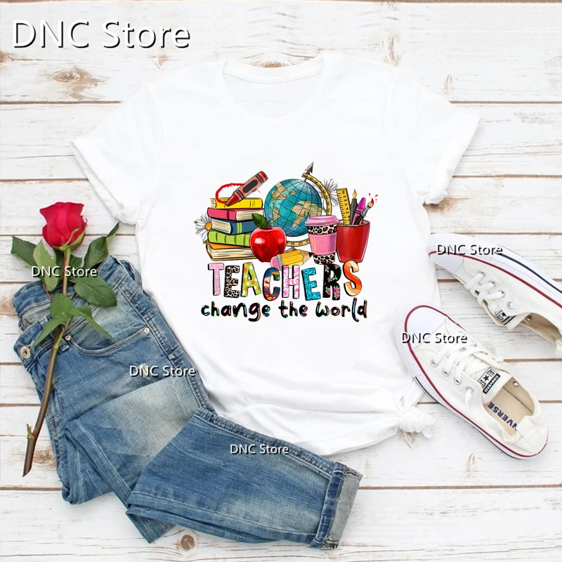 

2024 Hot Sale Women'S T-Shirt Teacher'S Life Graphic Print Teachers'Day Gift Tshirt Fashion Harajuku Shirt Summer T Shirt Femme