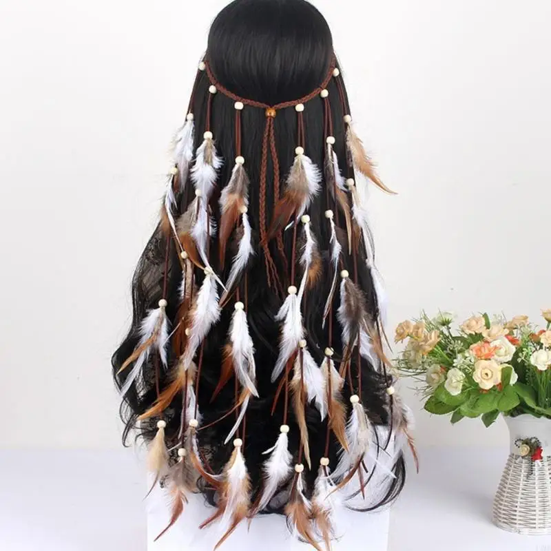 

49MB Boho Headband Headpieces for Women Headpiece with Long Tassels