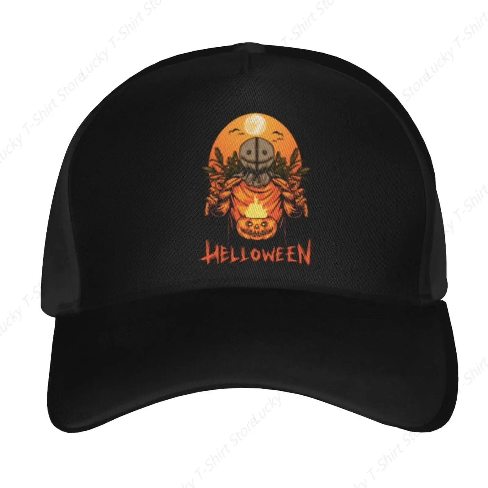 Halloween Horror Scarecrow with Pumpkins Baseball Cap Women Men Sun Hat Adjustable Outdoor Golf Caps Trucker Baseball Caps