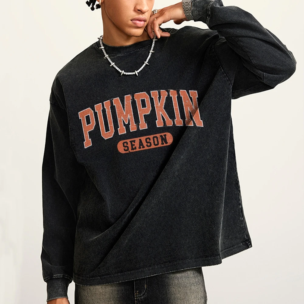 

Vintage Halloweentown Sweatshirt Pumpkin Season Fall Clothes Casual Washed denim Long Sleeve T-shirt pull automne citrouille