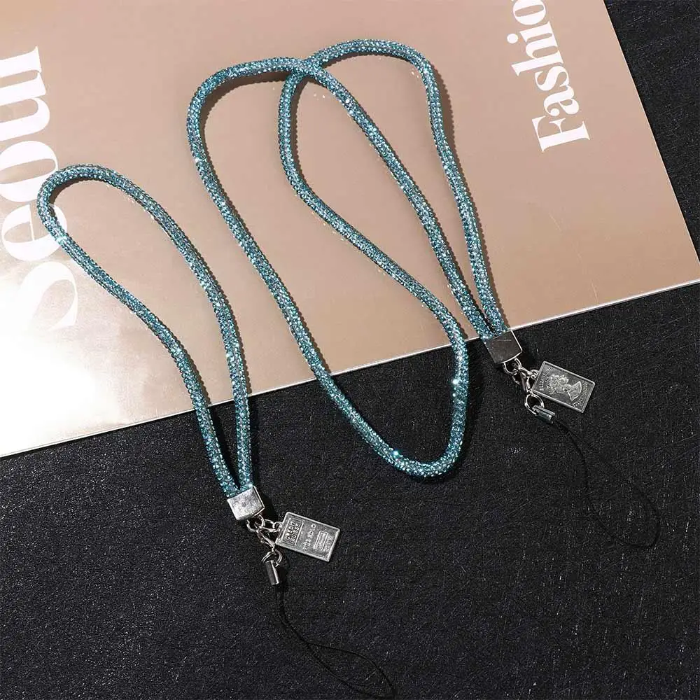 Full Diamond Rhinestone Phone Lanyard Diamond Pendant Anti-lost Diamond Phone Lanyard Wrist Chain Short Rhinestone Neck Strap