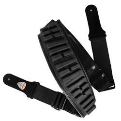 Tracolla per chitarra con decompressione in pelle, allargata, ispessita, lunghezza regolabile, in schiuma di gomma, traspirante, per chitarra basso