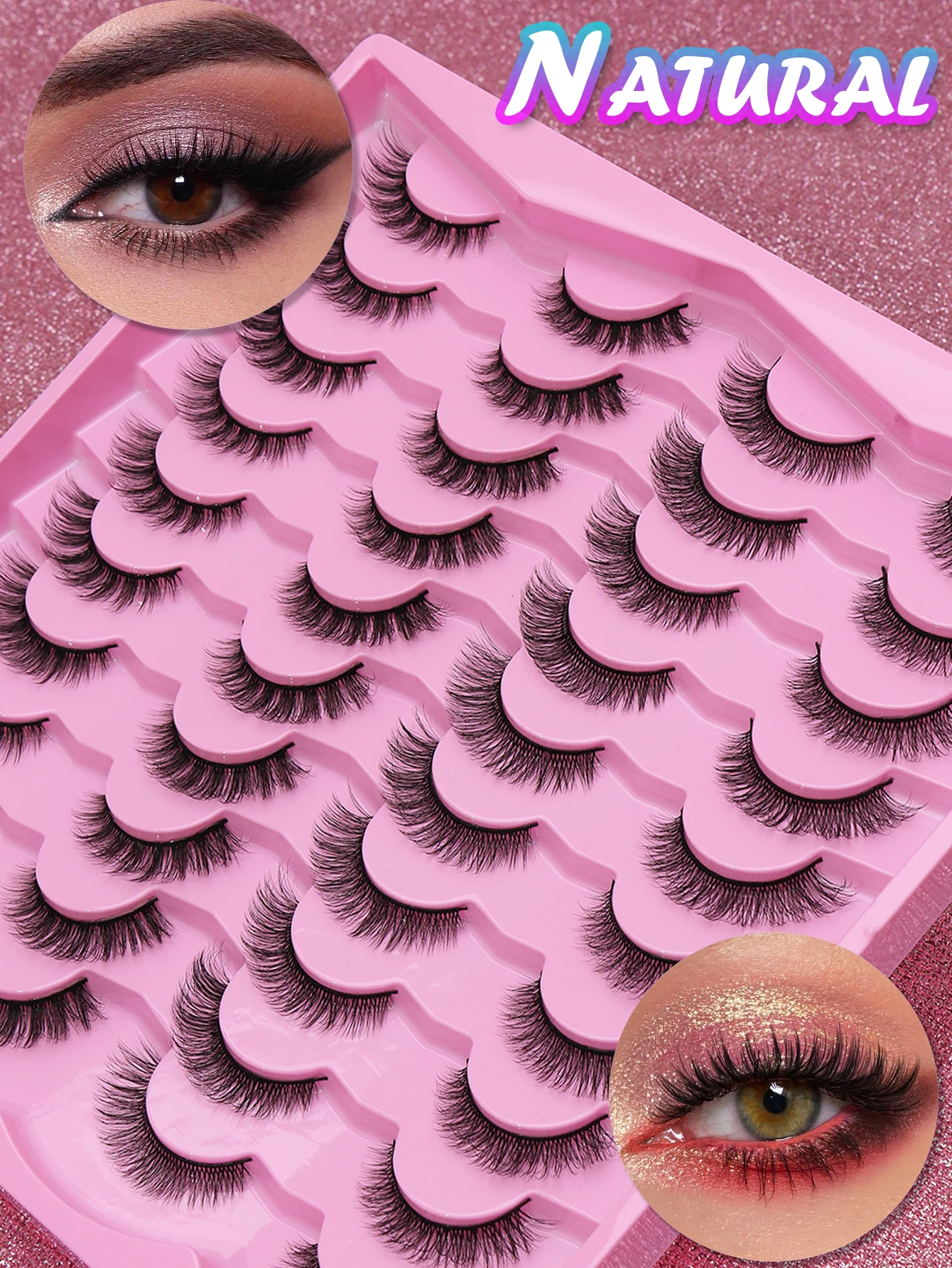 20 pairs of natural mixed false eyelashes, versatile, soft, practical, travel, daily makeup tools for multiple occasions