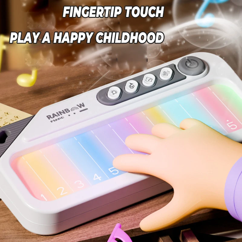 Crianças piano eletrônico brinquedo musical com luz portátil tela colorida toque brinquedos de música educacional para 3-6 meninas meninos presente de aniversário
