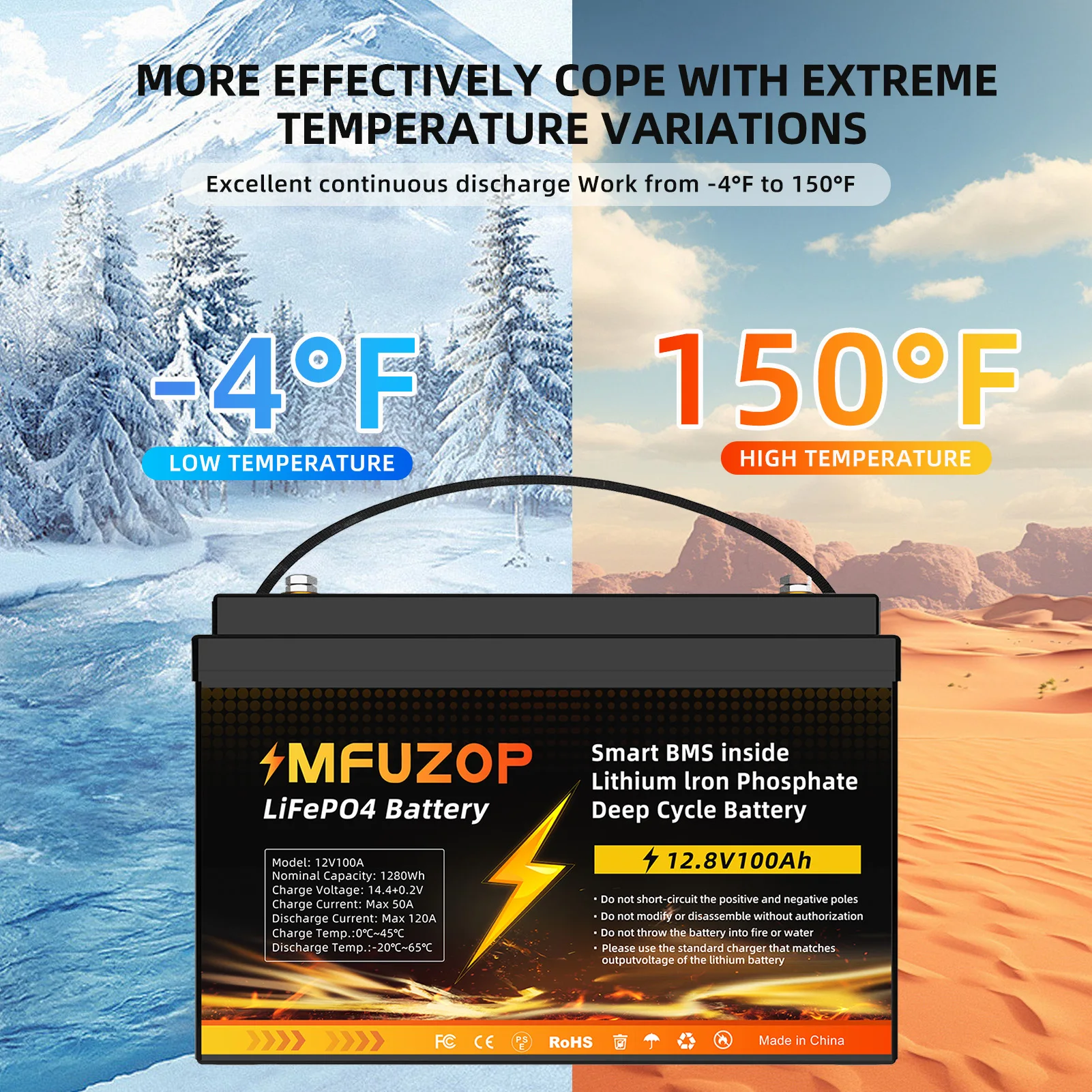 DATOUBOSS 12V100Ah LiFePo4 بطارية مدمجة BMS 1280W akumulator دورة عميقة تعمل بالطاقة الشمسية المحمولة القابلة لإعادة الشحن بدون ضريبة القيمة المضافة #4